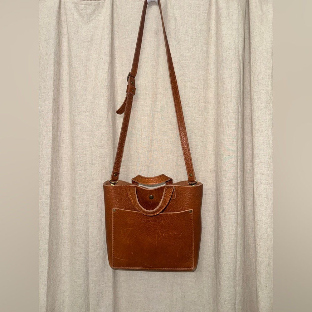 Portland Leather Mini Crossbody Tote in Nutmeg + Wallet